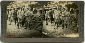 French President Raymond Poincare and Marshall Joseph Joffre Meeting with Uniformed Officers
